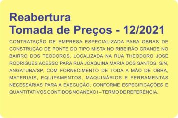 Reabertura - Tomada de Preços - 12/2021